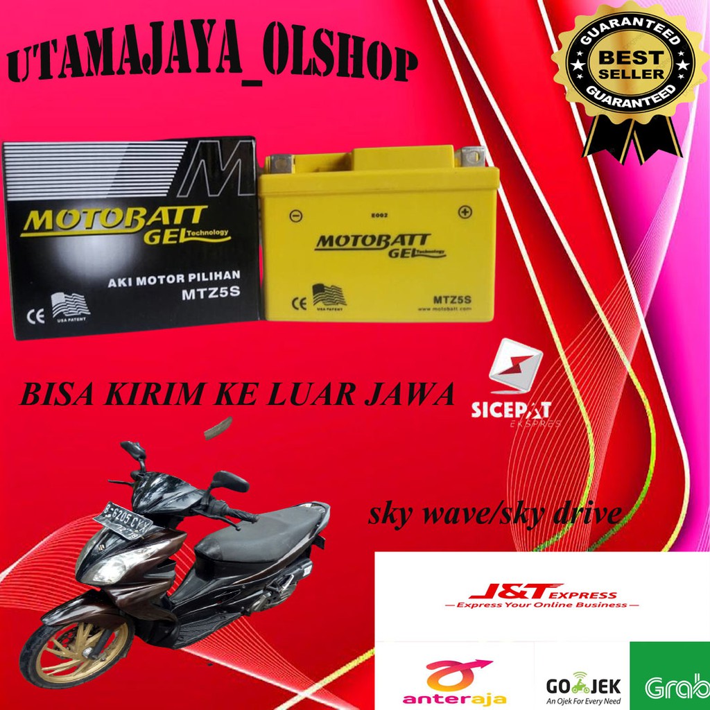 Aki motor suzuki sky wave sky drive spin motobatt motobat MTZ5S accu gel kering MTZ5S original