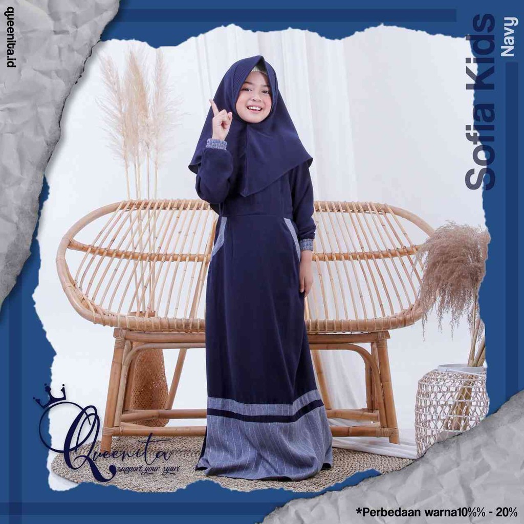gamis anak sofia navy XXL by queenita