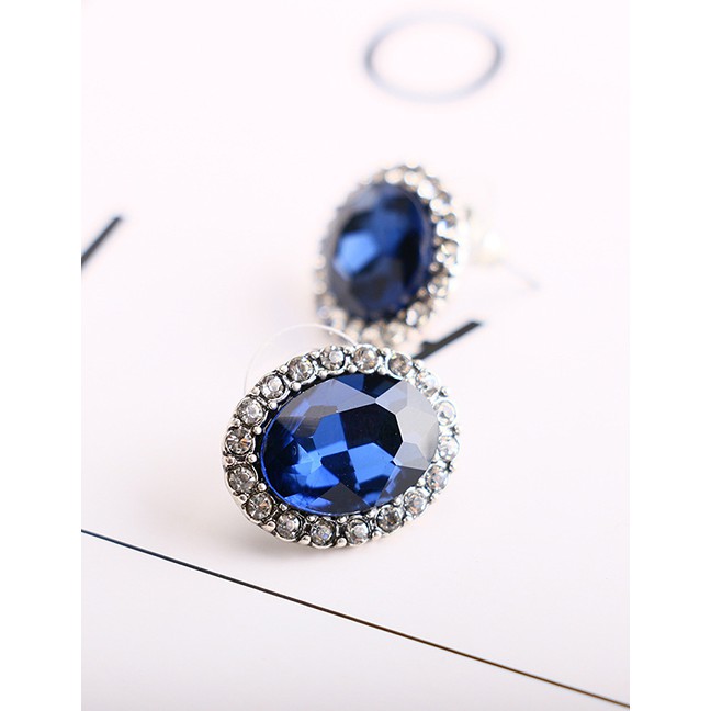 LRC Anting Fashion Royal Blue Gemstone Full Of Earrings D55155