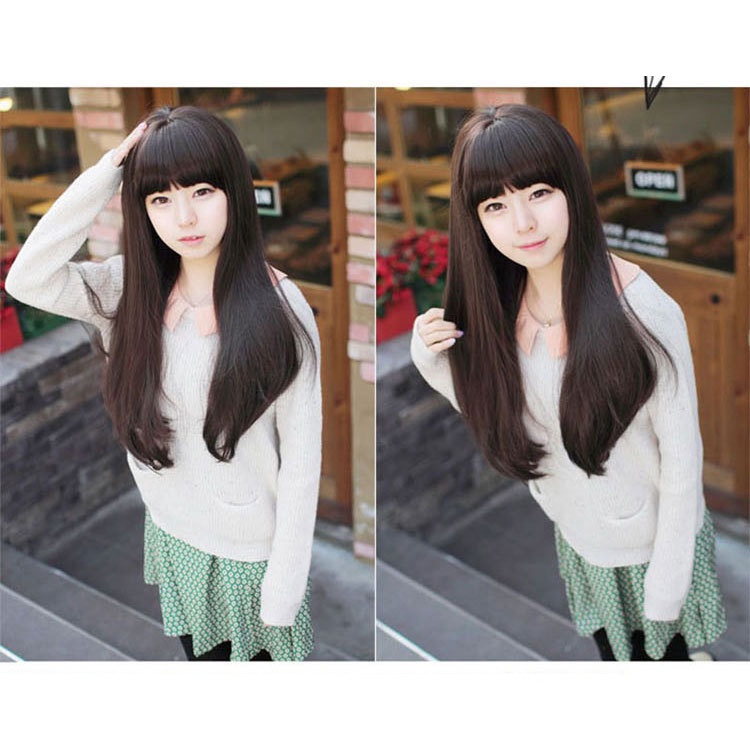 Wig Long Curly Natural Hair Women's Korean Version Top Quality Wig Rambut Fashion Wanita