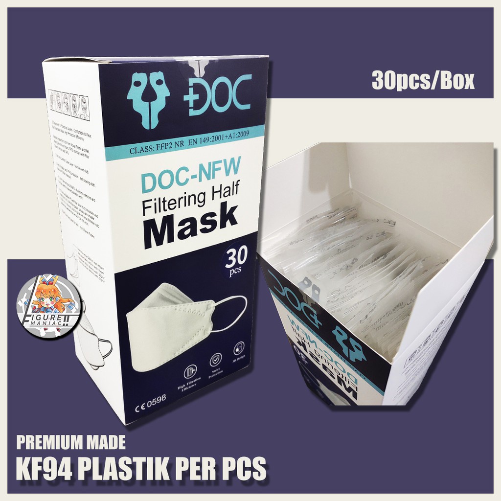 Masker KF94 Premium DOC Putih Plastik Per Pcs 4 PLY 1 Box isi 30 PCS