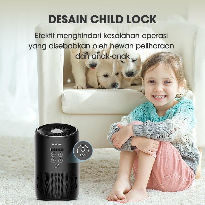 SAMONO APB80 Smart Air Purifier HEPA 13 Filter 4 Lapis 3 Tingkat Kecepatan Desain Child Lock Tidak Bising Mode Pengingat 12W up to 10m2 Bisa Tambah Essential Oil