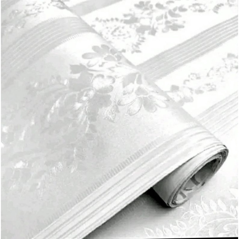 Termurah wallpaper dinding embos putih salur batik