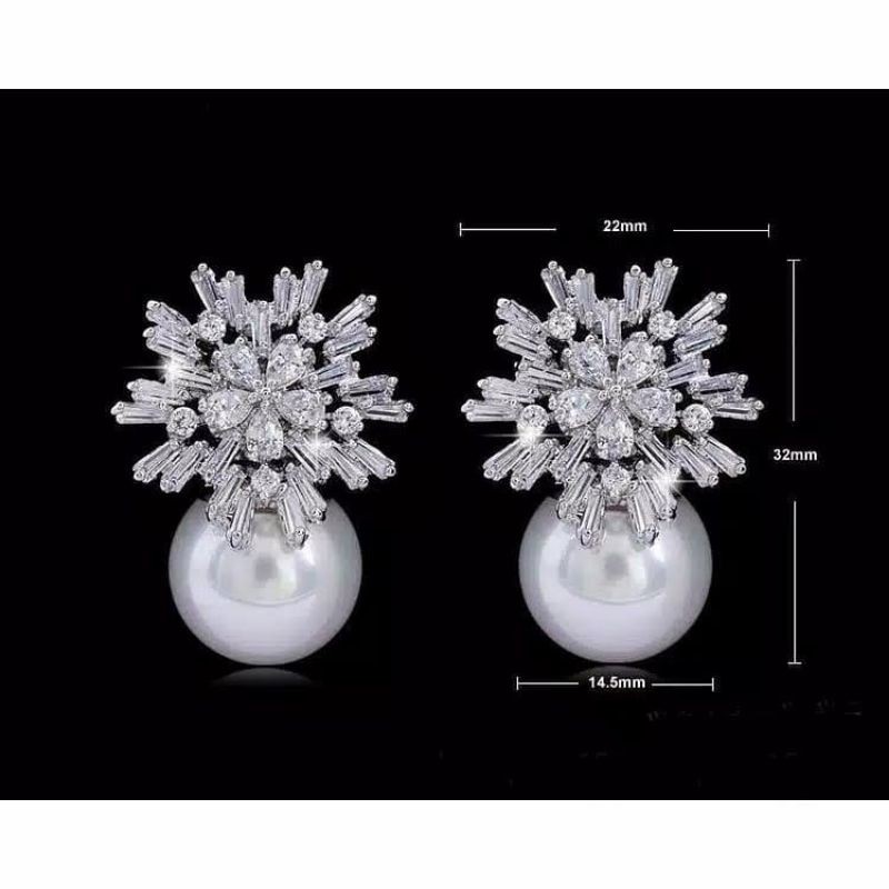 Snow pearl zirconia earring