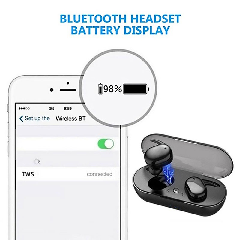 TWS Y30 Bluetooth Headset Bluetooth TWS Mikrofon 5.0 Earphone Bluetooth TWS HiFi Stereo Waterproof Earbuds Wireless Earphone Headset with Mic Headphone