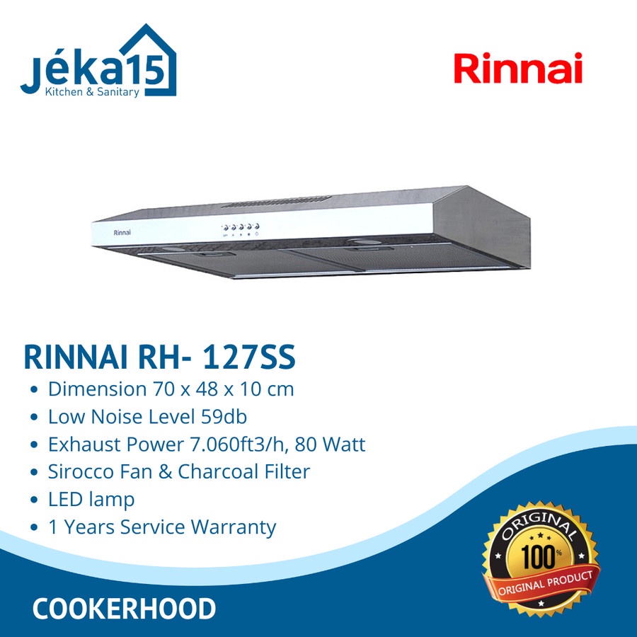 PENYEDOT ASAP II TUDUNG HISAP 70CM II SLIM COOKERHOOD II RINNAI RH-127 SS