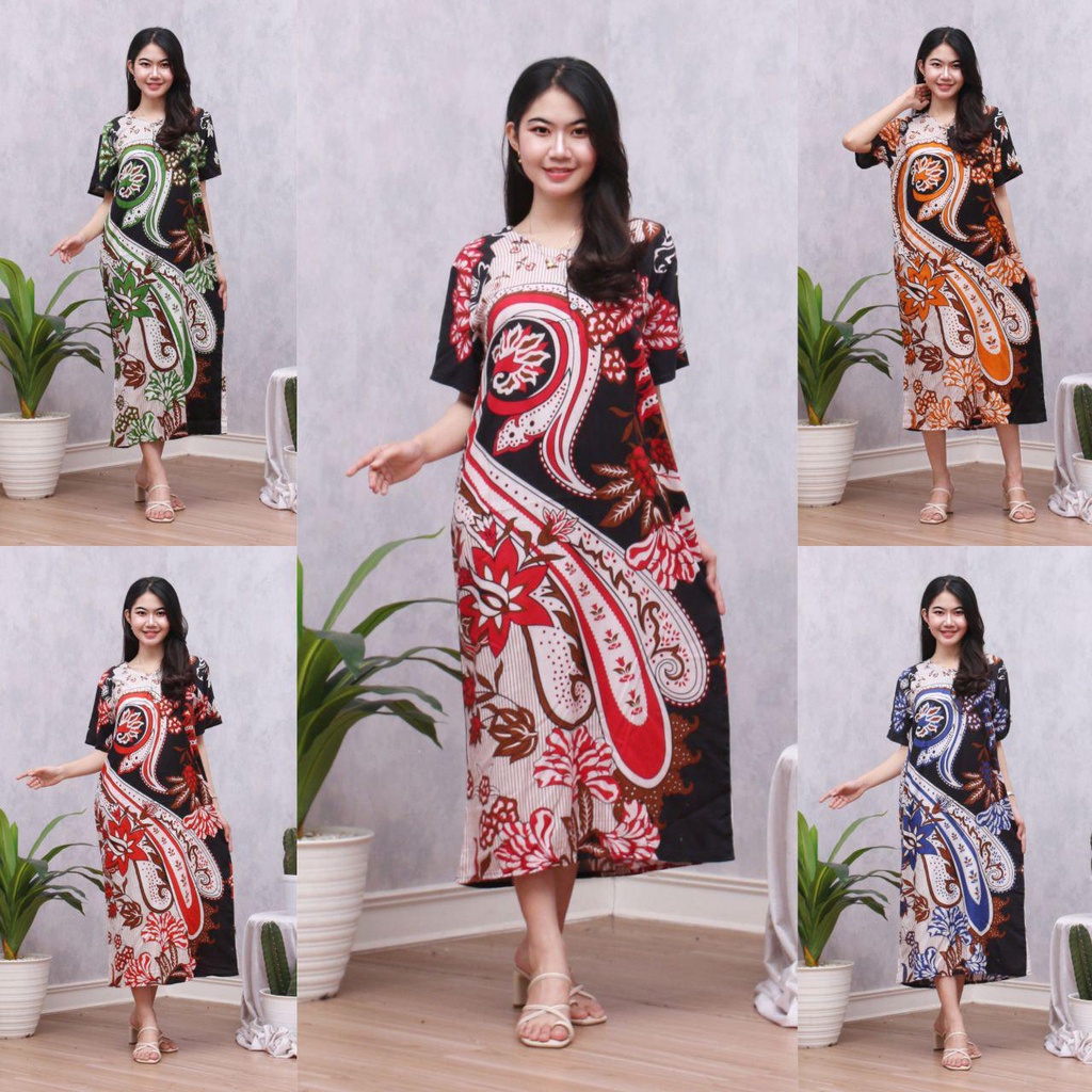 Daster Batik Lengan Pendek - Motif Daun - Leher Kancing (DPT001-133) Batik Prass-3