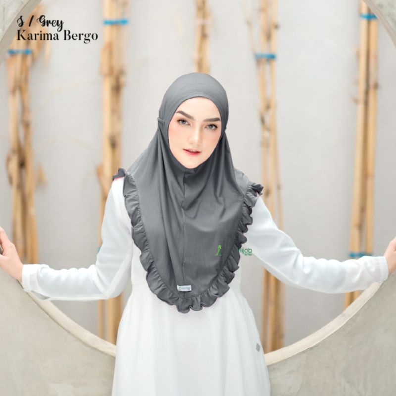 Alya hijab by naja Karima bergo instan premium kekinian terlaris-Grey