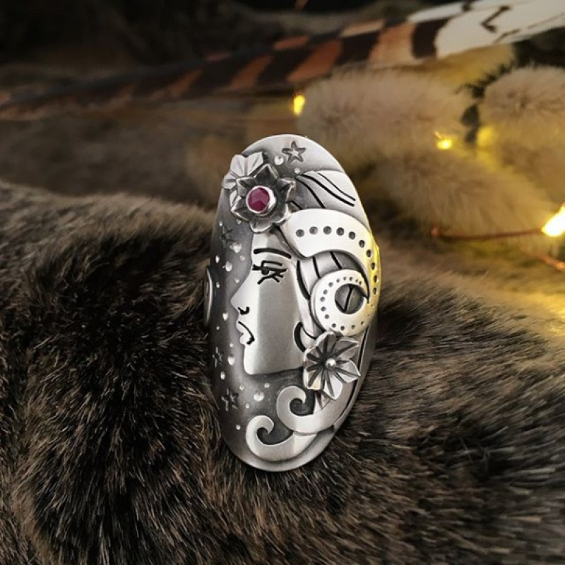 [X C Perhiasan] Hip hop rock retro 12rasi Bintang Perempuan fashion Taurus Cincin Aksesoris Perhiasan Pesta