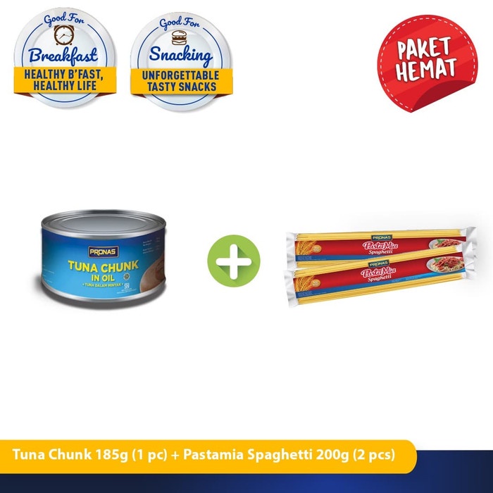 

5ds45ss Pronas Paket Lengkap Tuna Chunk In Oil 185G & Spaghetti 200G (3Pcs) Xa20X1