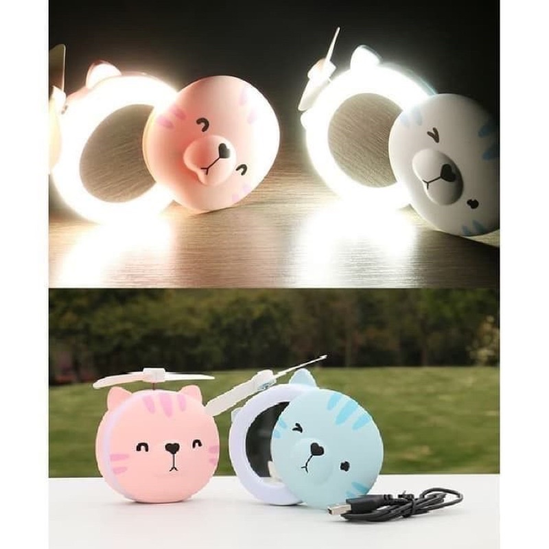 KIPAS ANGIN MINI LED MOTIF CAT 3in1 /KIPAS MINI KARAKTER MINI FAN KIPAS TERPUPUler