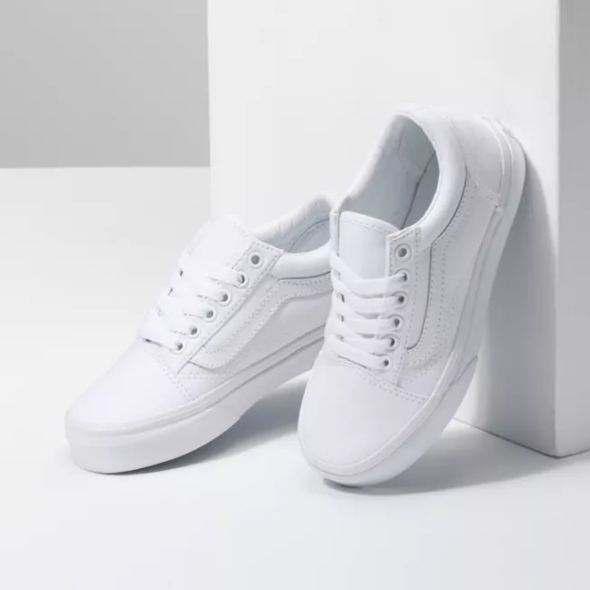 NEW Sepatu Anak Vans Oldskool Sepatu Sneakers Pria  Sepatu Murah Full White