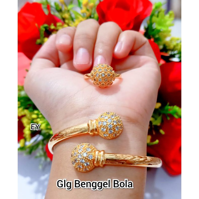 GELANG WANITA BENGGLE MOTIF BOLA FULL PERMATA FHASION WANITA