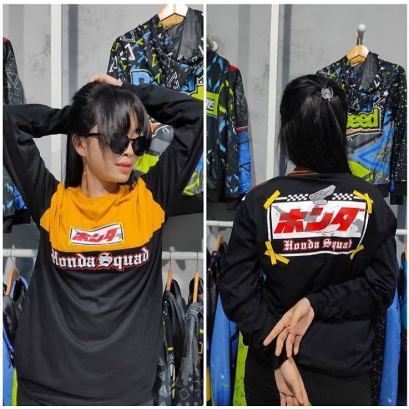 KAOS HONDA SQUAD HITAM KUNING PANJANG ORIGINAL