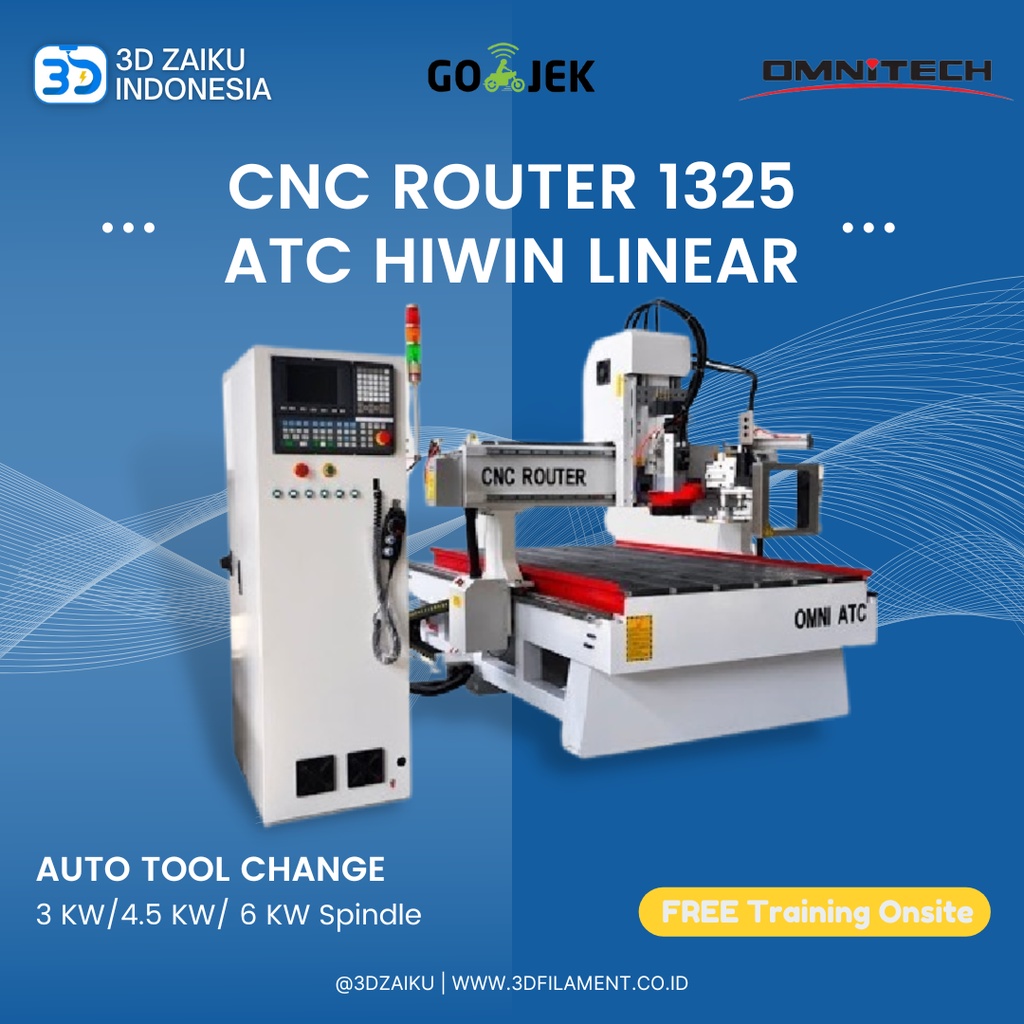 OMNI CNC Router 1325 ATC Automatic Tool Change 130x250 cm Hiwin Linear