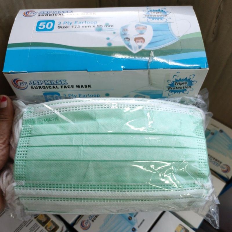 JSP Masker 3 ply Surgical face Mask isi 50 pcs