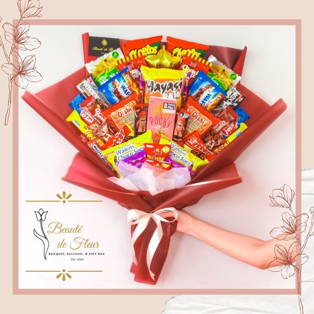 

CUSTOM BUKET SNACK MURAH/ SNACK BOUQUET/ BUKET WISUDA/ KADO VALENTINE/ ANNIVERSARY HADIAH