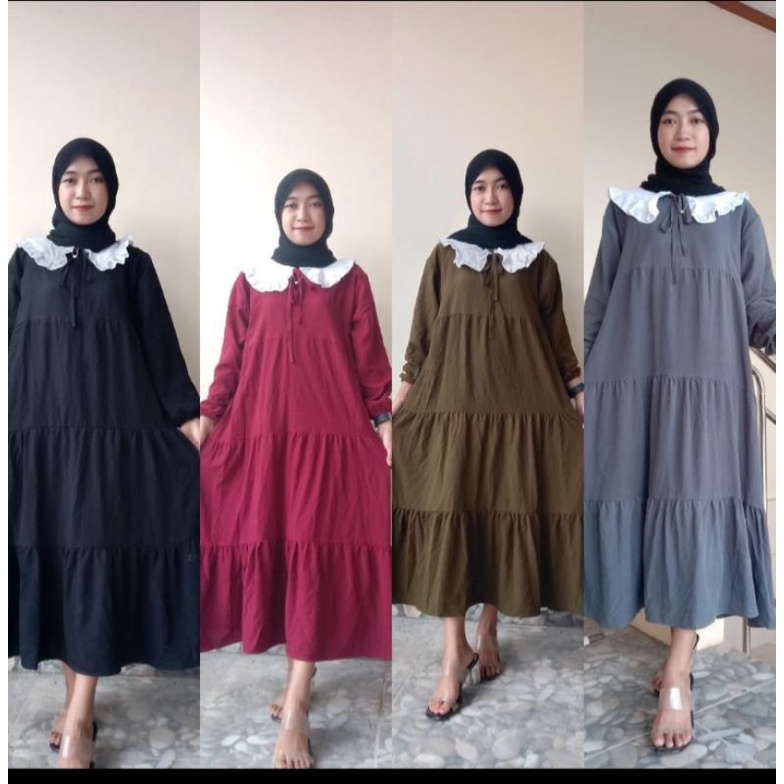 BASIC MIDI GAMIS DRESS KERAH PUTIH