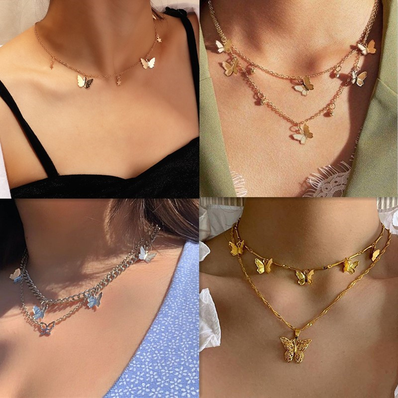 BUTTERFLY BUTTERFLY Kalung Choker Wanita Desain Kupukupubintang Untuk Pestahadiah 2020