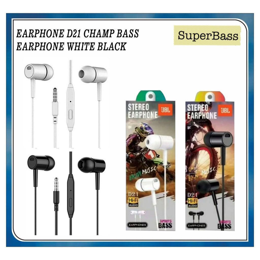 Headset Handsfree L29 - Earphone d21 Stereo Bass + Mic