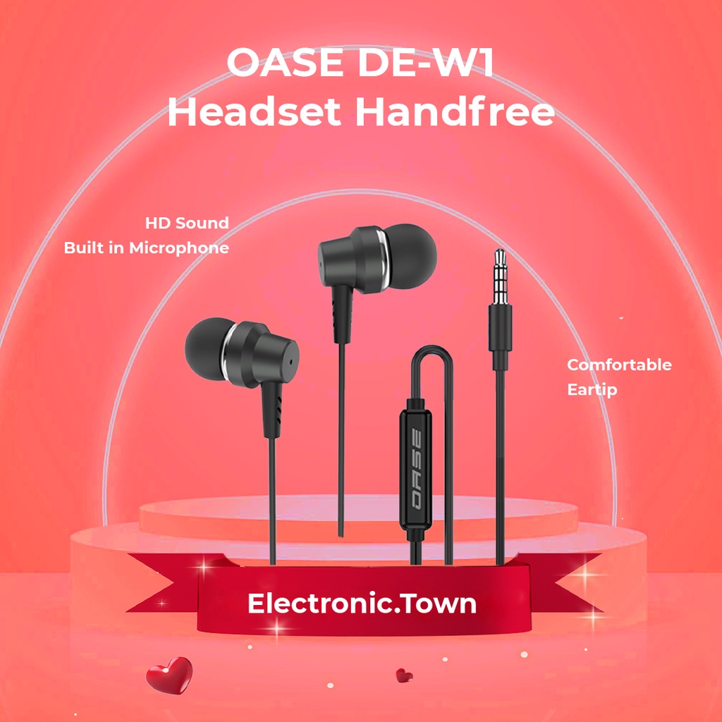OASE Headset Handfree Earphone Wired In-Ear DE-W1 Anti Slip - Garansi Resmi OPPO