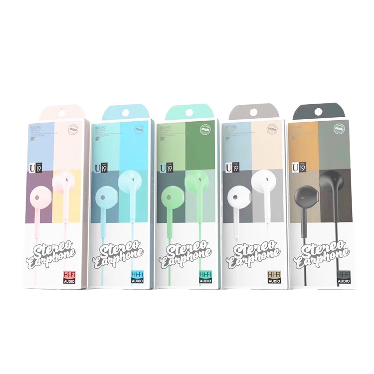 【33LV.ID】Headset Handsfree U19 Macaron Matte Color Hifi Extra Bass Pack Plastik