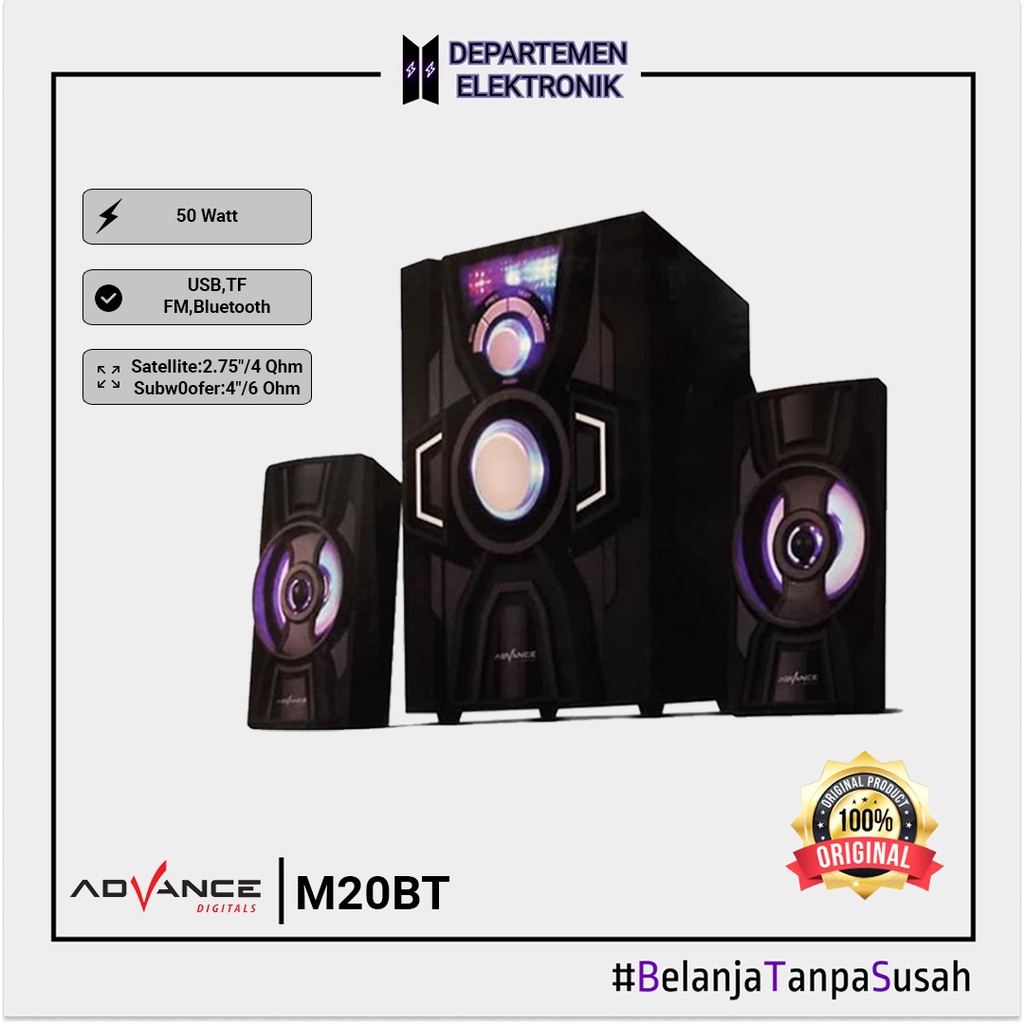 Advance M 20 BT Speaker Bluetooth Subwoofer 2.1CH - Hitam - Hitam MURAH BANGET / GARANSI RESMI