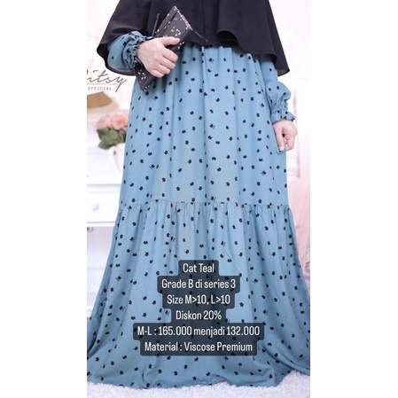 Ditsy Cat Teal Size M (Reject)