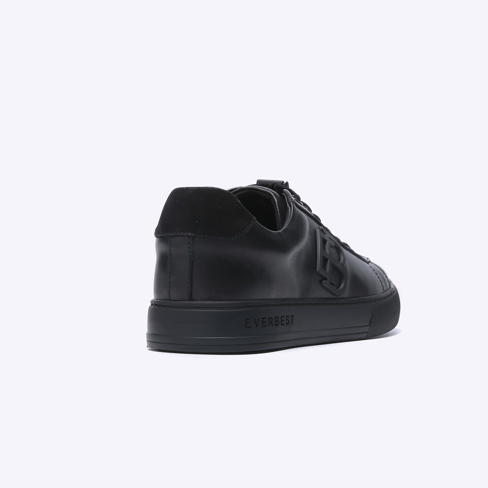 SEPATU SNEAKER KULIT EVERBEST PRIA ORIGINAL CASUAL KETS ALL FULL BLACK POLOS EM93