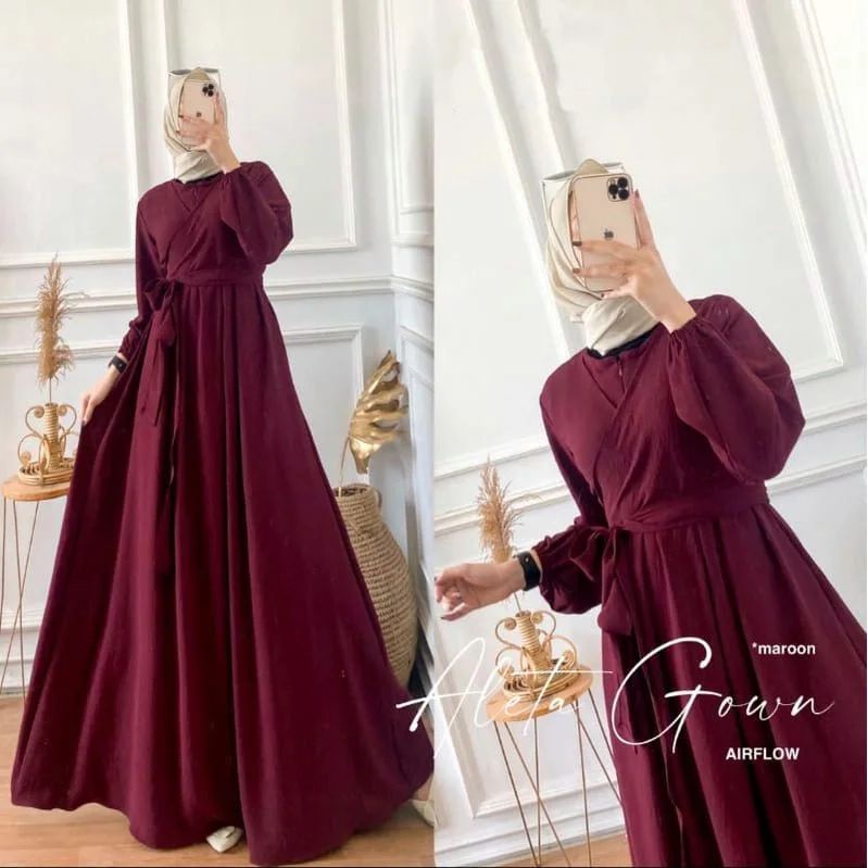 (DBY) GAMIS ALETA ATASAN WANITA LONG DRESS CRINCLE AIRFLOW