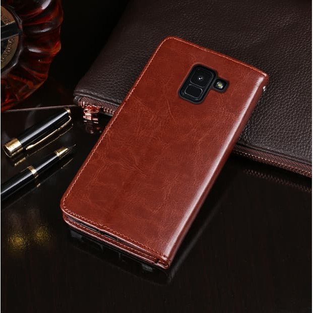 flip Wallet Leather Case Samsung A8 Plus