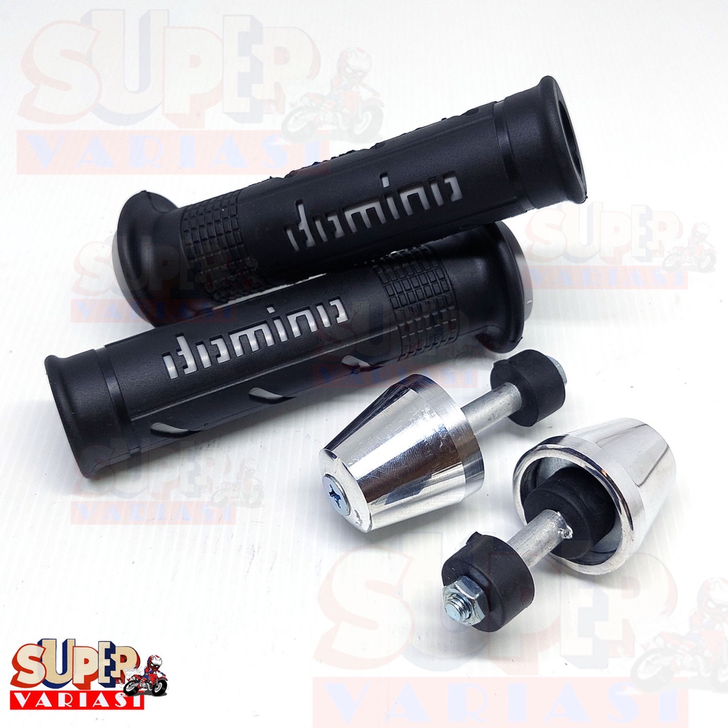 GRIP PLUS JALU STANG FU CHROM SEPASANG/ HANDGRIP MOTOR VARIASI/GRIP DOMINO SISIK JALU STANG MOTOR CHROM