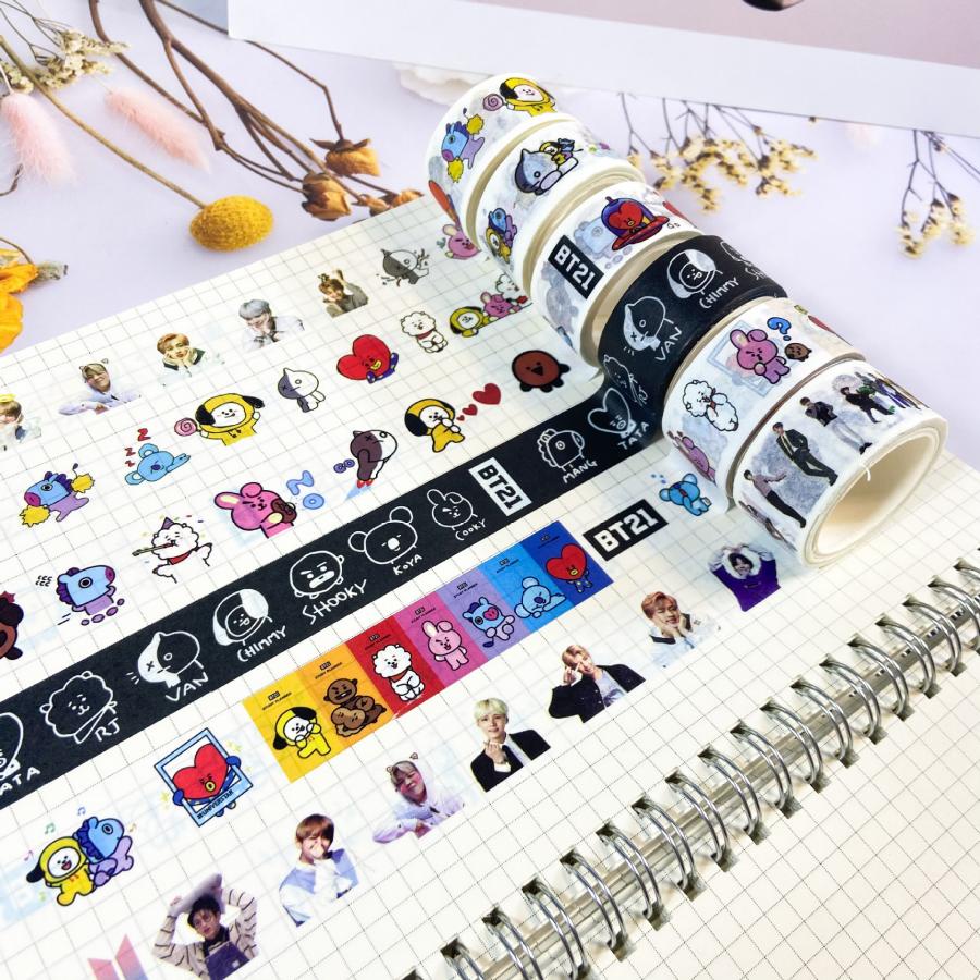 Stiker Kertasselotip Washi Gambar Kartun KPOP BTS Twice Untuk Scrapbook