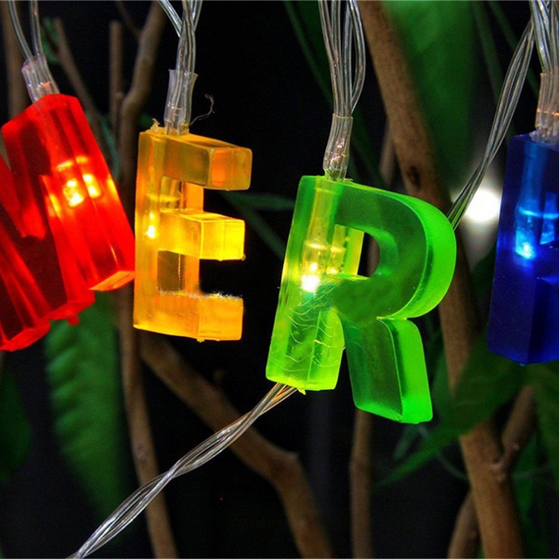 1.3m Creative Colored Merry Christmas And Happy Birthday Letter Shaped Battery Operated Lantern Led String Lights / Wedding Anniversary Decoration LED Fairy String Light