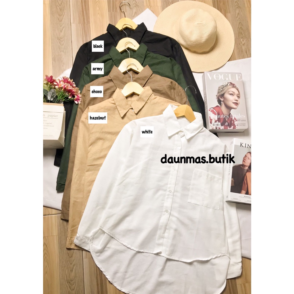 1KG MUAT 5PCS | OLIVIA KEMEJA LINEN OVERSIZE HITS OOTD ALA SELEBGRAM FASHION WANITA TERMURAH