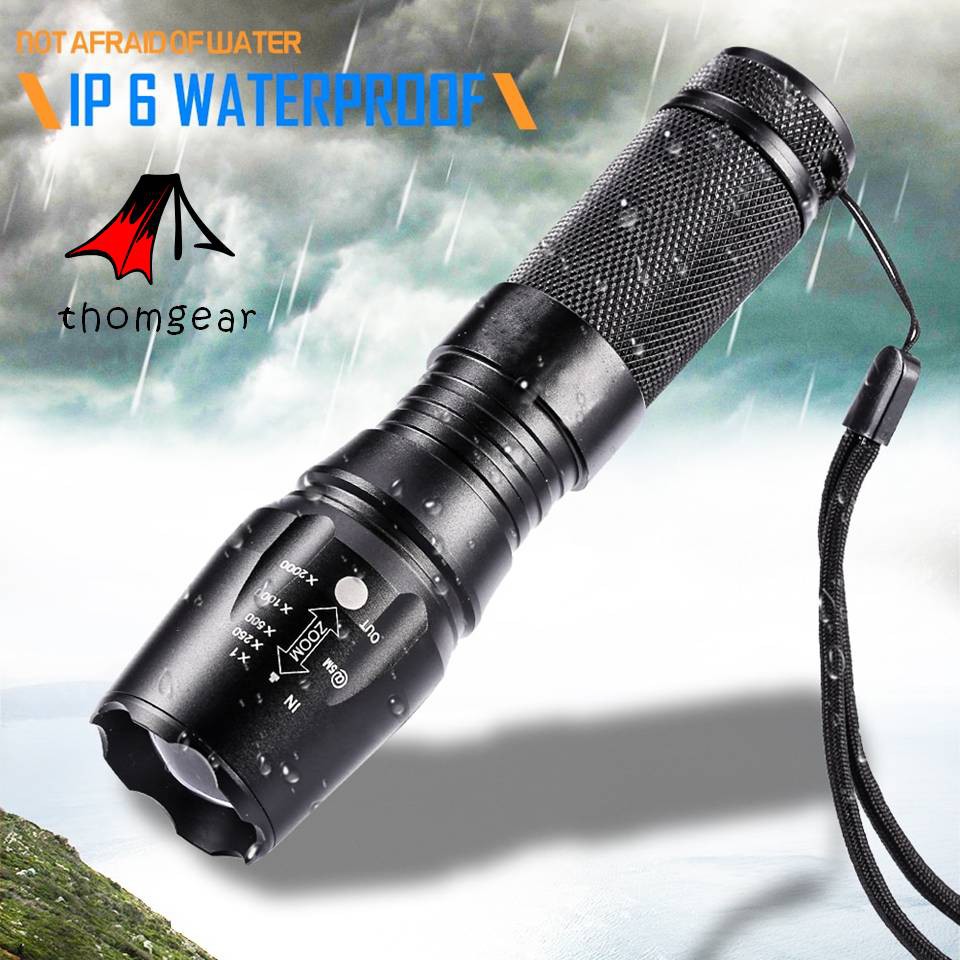 Thomgear Taffled Senter Swat Tactical Led Cree Xml-T6 3000 Lumens + Baterai + Charger + Box - E97 Jm