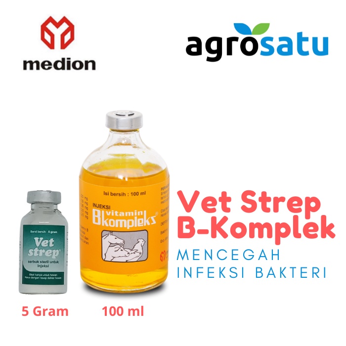 Vet Strep B Kompleks Obat Antibiotik Unggas Anjing CRD Korisa Ayam - Suntikan 1cc