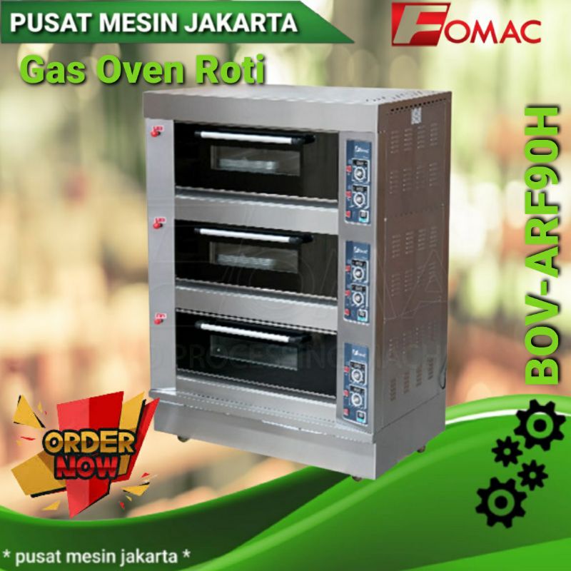 BOV-ARF90H GAS OVEN ROTI 3 DECK 9 LOYANG MESIN PEMANGGANG OVEN ROTI FOMAC