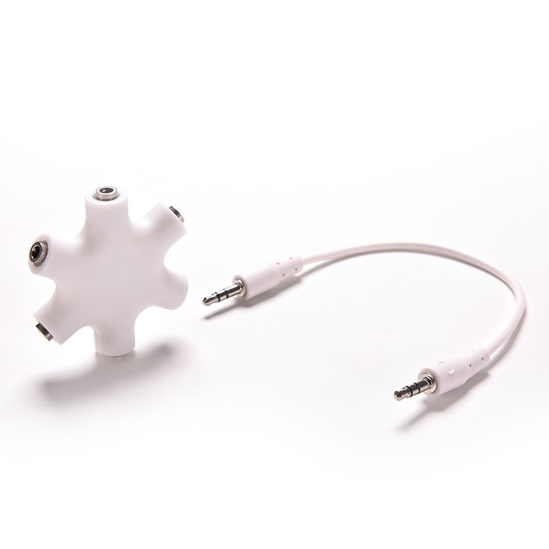 6 Way Ports Male to 5 Female Audio Earphone 3.5mm Jack Splitter Adapter - OMSK66WH White