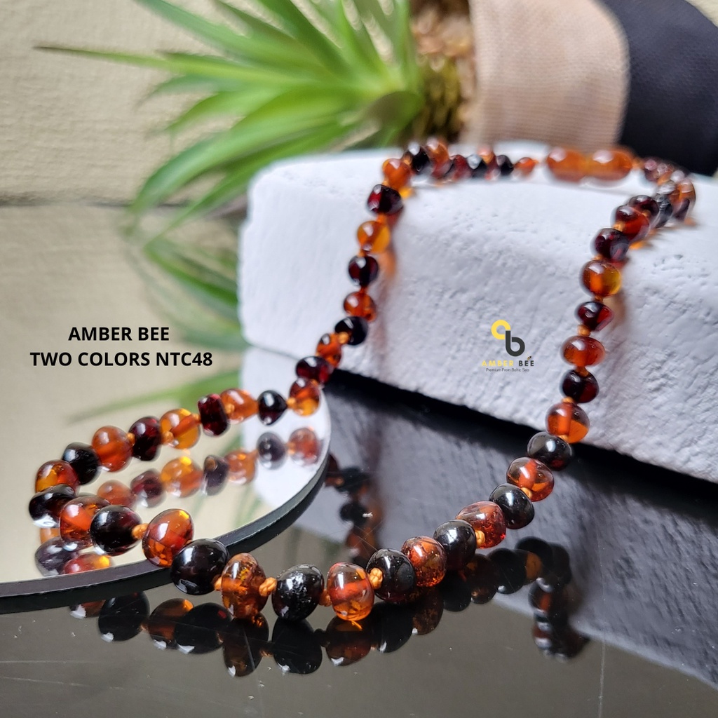 Set Kalung Gelang Amber Baltic Bayi &amp; Anak Mix 2 Glossy Cherry Cognac NBGCC4871 By Amber Bee