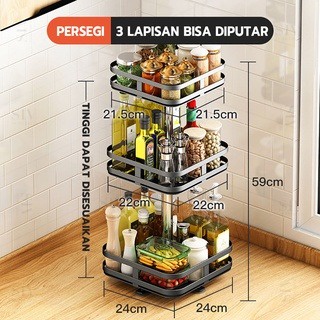 SHENAR NORDIC RACK RUBY RACK TROLLEY 3 SUSUN RAK DAPUR PUTAR 360 DERAJAT RAK DAPUR SUSUN  3D UNIK DAPUR BUMBU - BISA COD