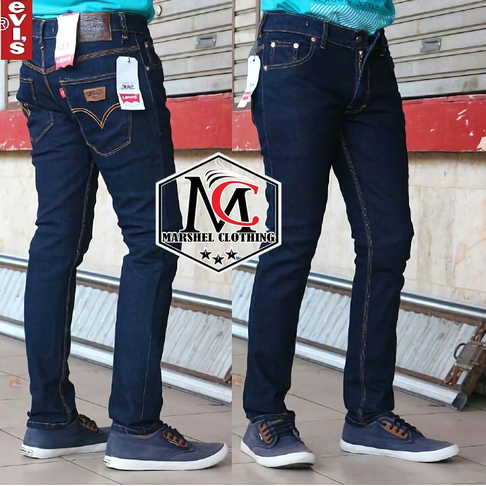 RCL - Celana Jeans Pensil Pria Warna Biru Tua Bio Wash Model Skinny Slimfit Stretch Bahan Melar Lentur Nyaman Di Pakai Size 28 29 30 31 32 33 34 S M L XL Hitam Pekat Tidak Luntur Biru Muda Biru Dongker Blueblack Kualitas Premium Distro Bandung Murah