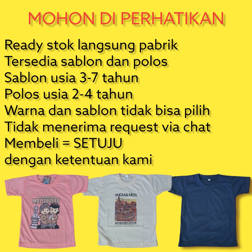 PROMO FASHION ANAK KAOS POLOS DAN SABLON PENDEK KAOS ANAK KATUN / KAOS DISTRO ANAK POLOS DAN SABLON USIA 2-7 TAHUN