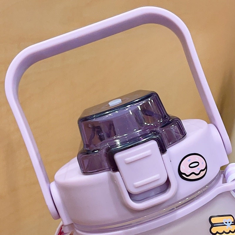 【Stiker gratis】Botol Minum Big Belly Gemoy 1400ML 1.4Liter Botol Motivasi Penanda Waktu Botol Minum Viral