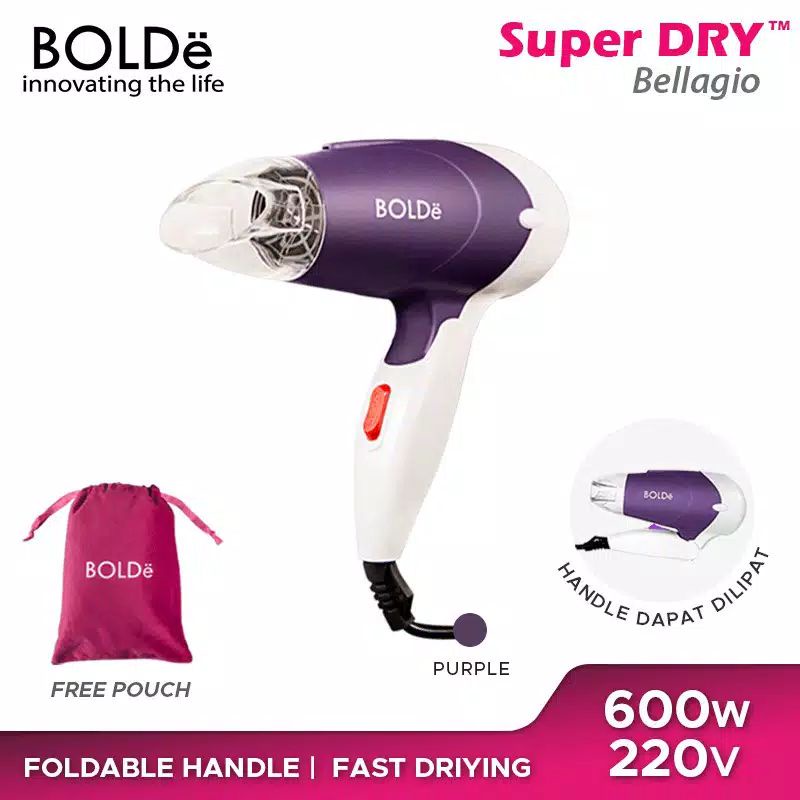 BOLDE Hair Dryer SUPER DRY BELLAGIO 600 WATT  [GARANSI RESMI] Best Quality