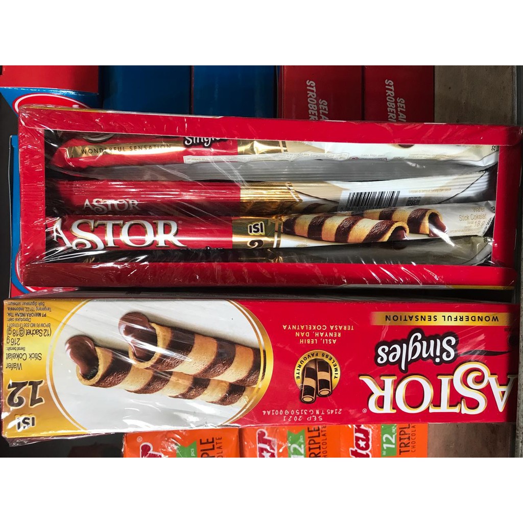 

Astor Wafer Stick Cokelat Roll Singles (isi 12 pcs)