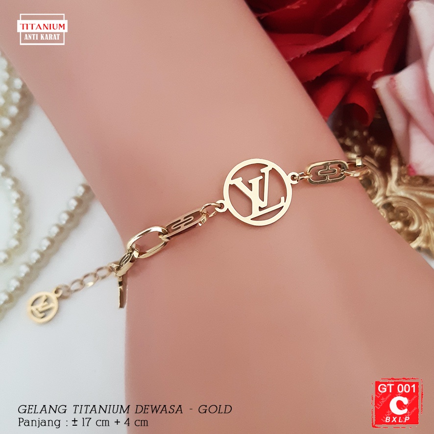 GT 001 Gelang Titanium Anti Karat Selamanya Perhiasan Pengganti Emas Awet Luxx Xuping