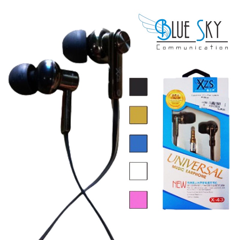 HEADSET EARPHONE XZS X-43 X43 JACK 3.5MM BASS ALL TYPE