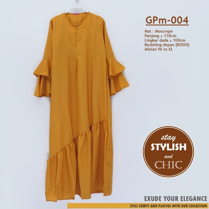 Gamis Polos Model Tangan Lonceng / Gamis Busui bahan Moscrepe GPm