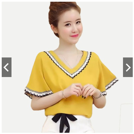 Fifi fashion Blus Lengan Pendek Wanita Gaya Korea Cantik Gaby